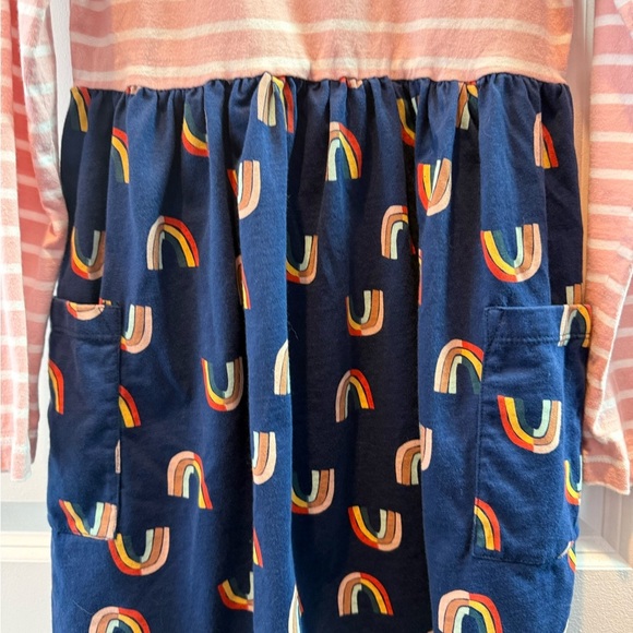 Hanna Andersson Mixie Long Sleeve striped rainbow pink cotton play dress 120/6 - Picture 5 of 5